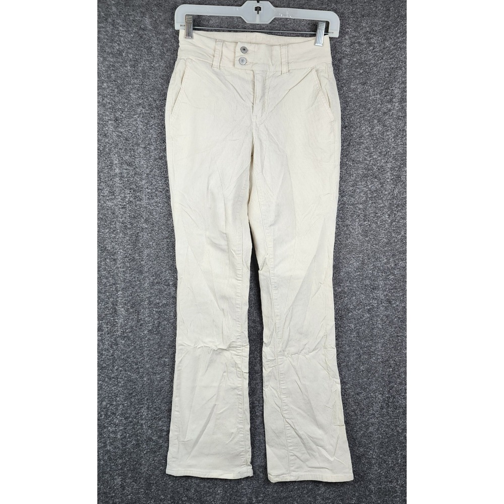 American Eagle Corduroy Pants Women 00‎ Cream Curvy High Rise Kick Boot